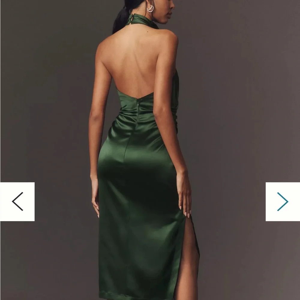 Anthropologie Green Sheath Midi Dress Halter Sleeveless - Picture 2 of 3